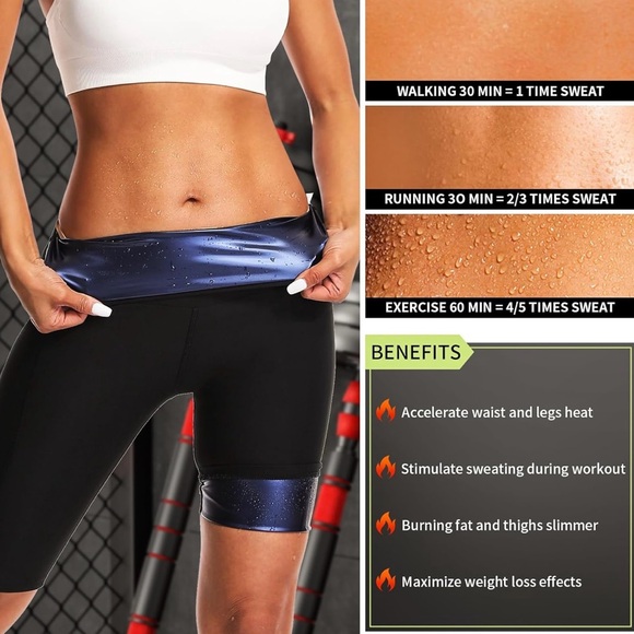 Sauna Shorts for Women - High Waist Knee Length Sweat Enhancing Shorts - Picture 5 of 7